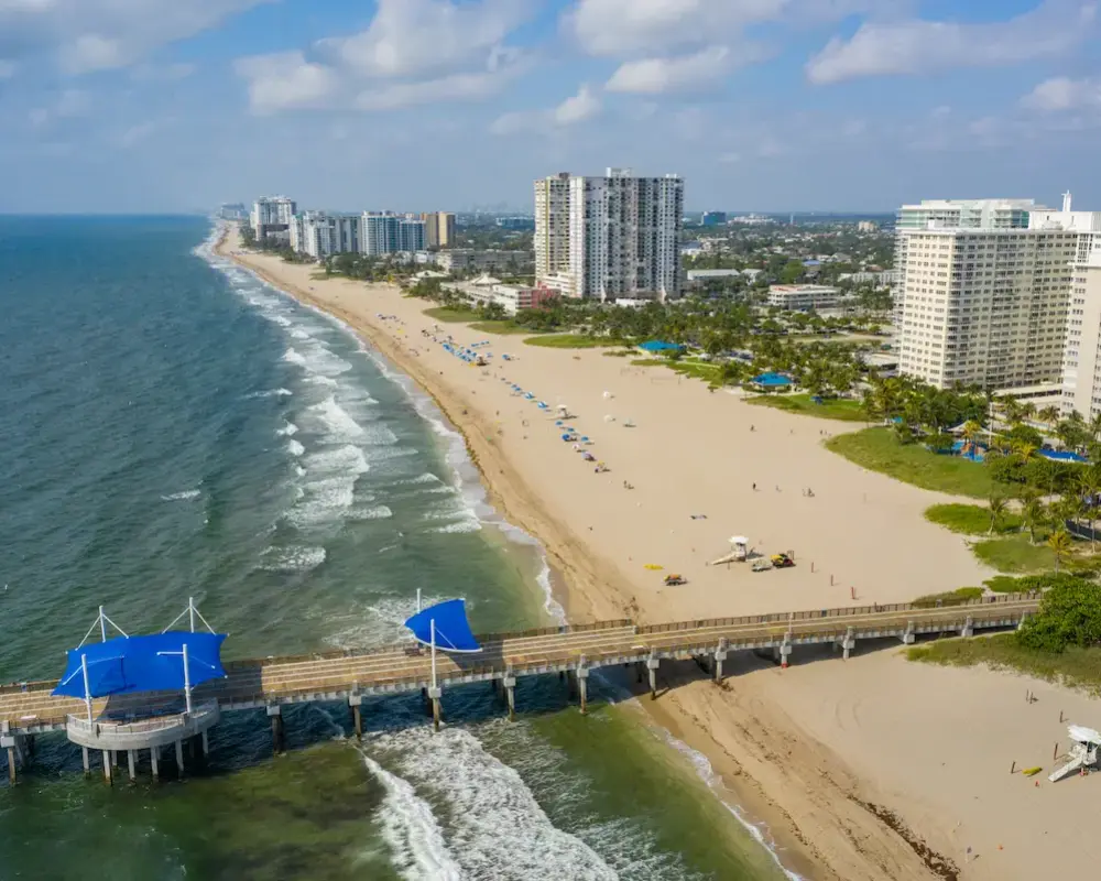 Aerial shot of Pompano Beach for post card stock photo